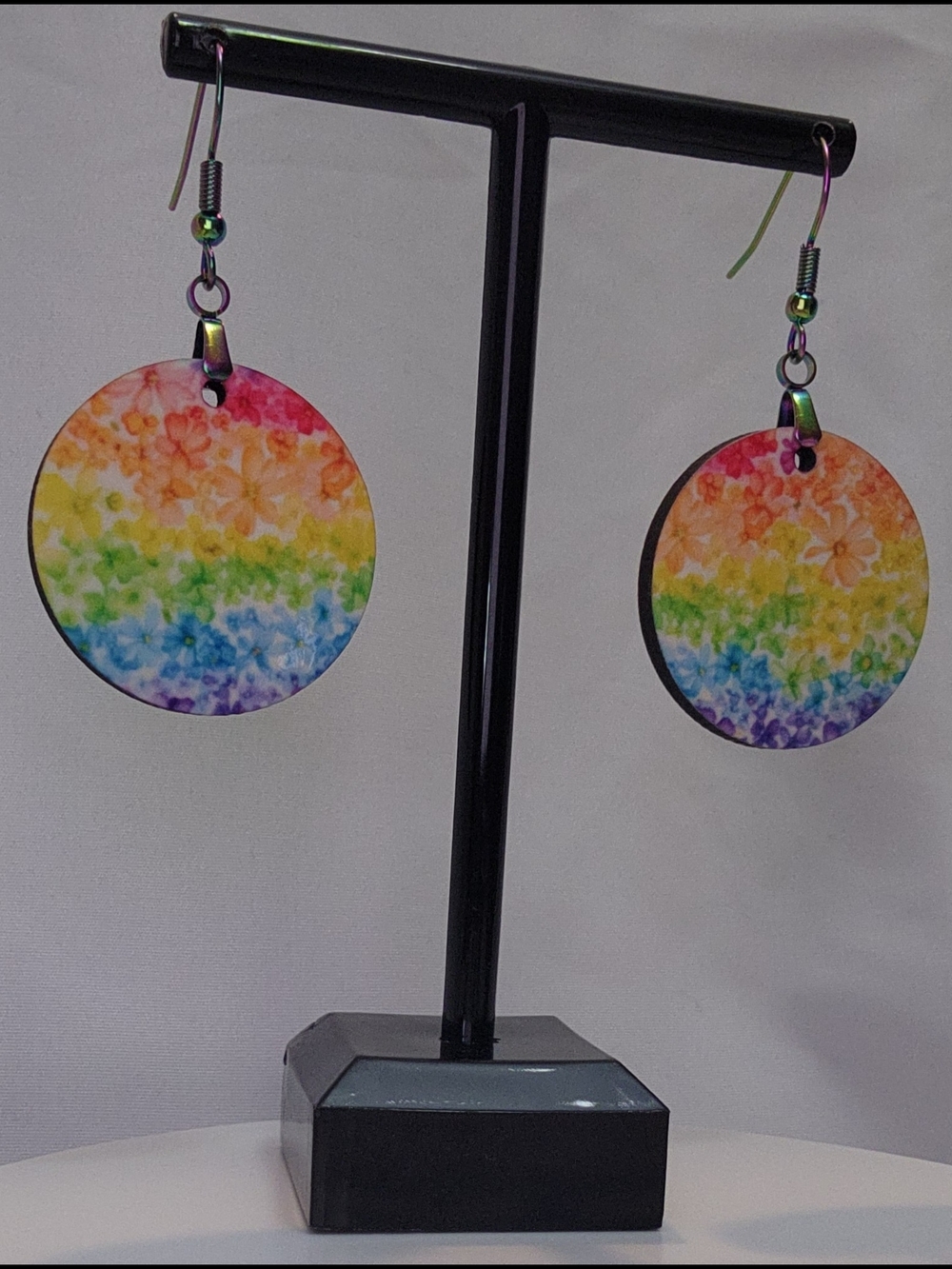 Rainbow Floral Round Dangle Earrings